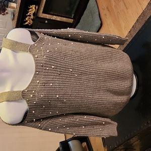 Gray off shoulder oversized sweater size s